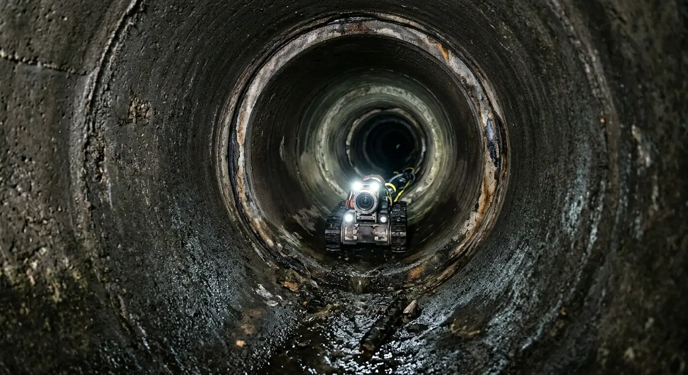 Robotic sewer camera inspecting pipe interior for Drain Snake Service in Artesia